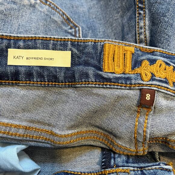 Kut women's Katy boyfriend denim short mid wash low rise stretch rolled cuff - Picture 7 of 11